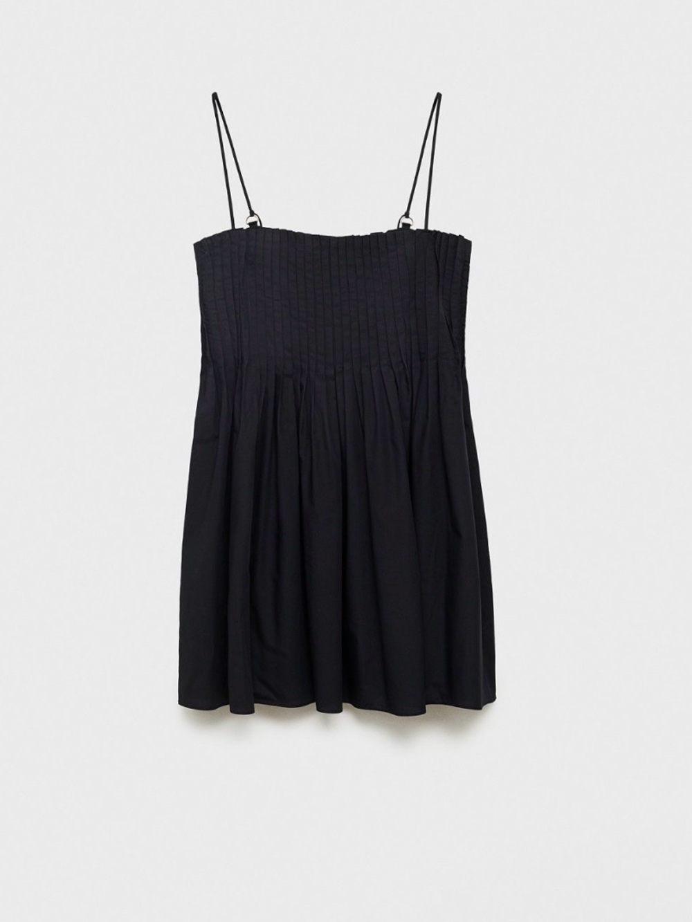 Mango Black Smocked Mini Dress with Thin Straps